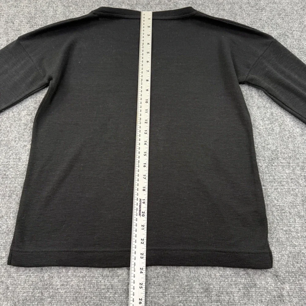 J. Crew Vintage Fleece Pullover‎ Small Black V-Neck Long Sleeve Sweater Women's